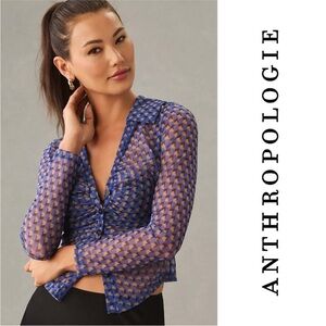 Anthropologie Maeve Sheer Ruched
Buttondown Blouse NWT XXS